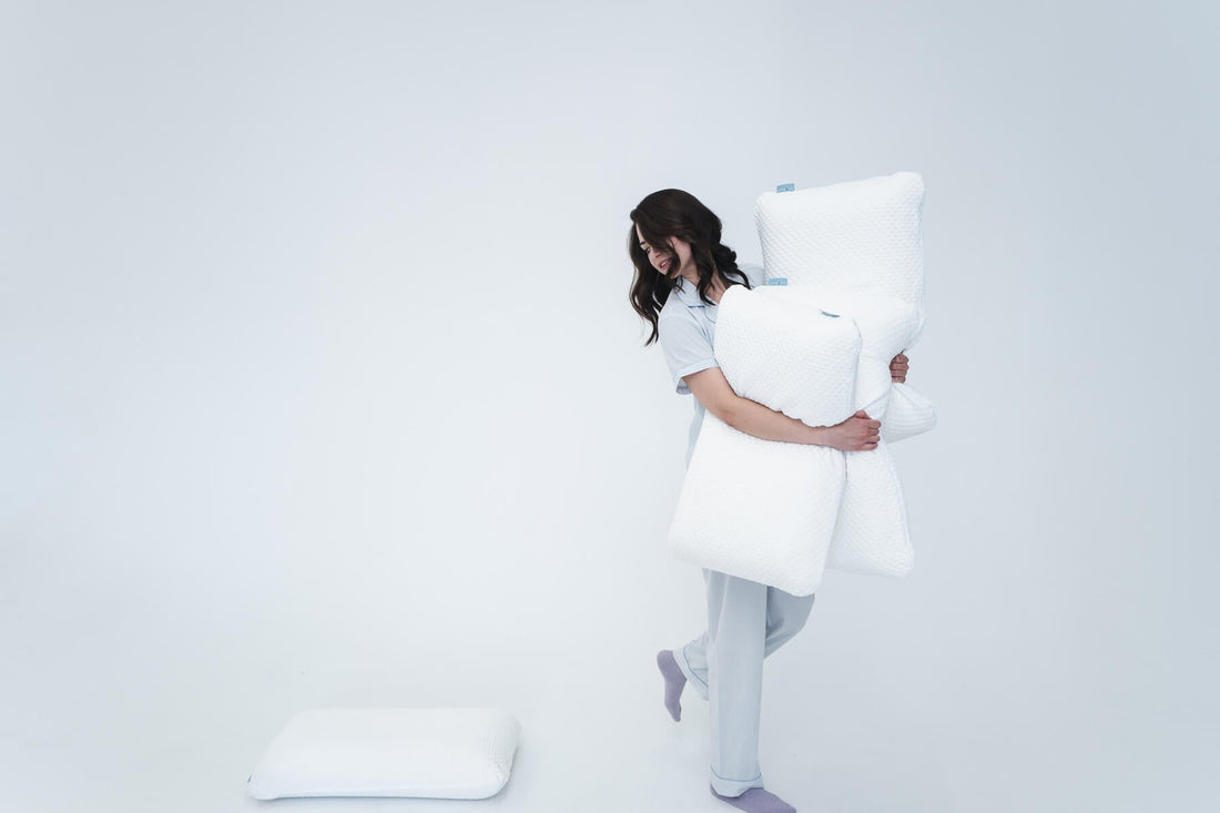 Woman with pillows